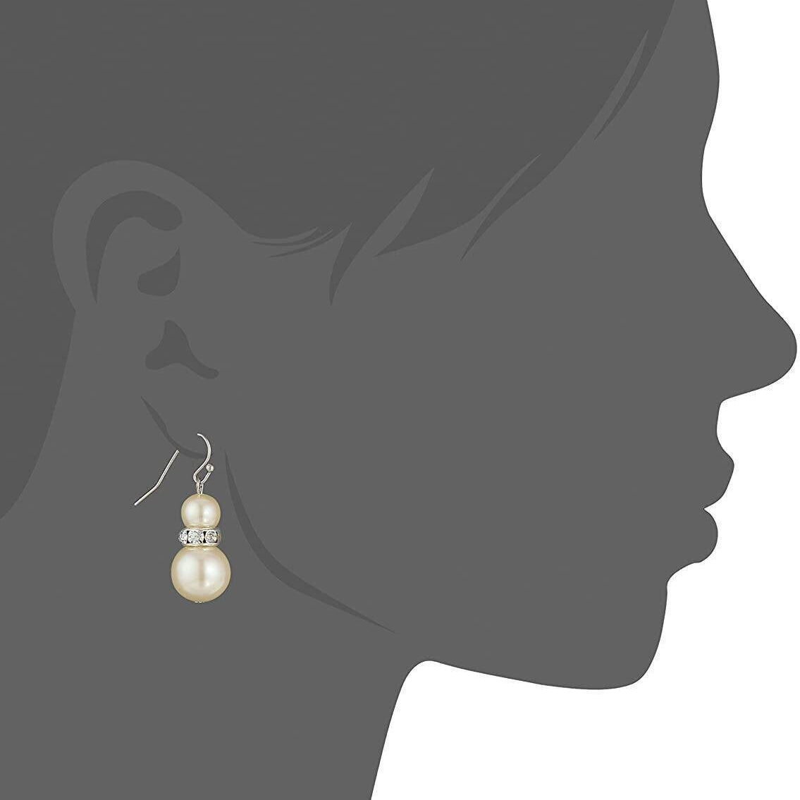 2028 Jewelry White Double Drop Faux Pearl Earrings