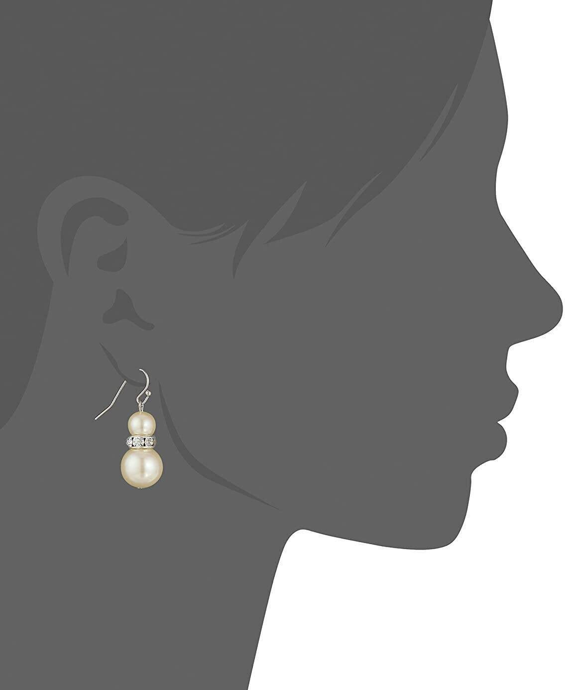 2028 Jewelry White Double Drop Faux Pearl Earrings