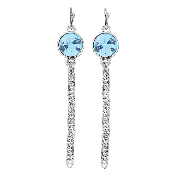 1928 Jewelry Round Euro Crystal Twisted Chain Linear Earrings