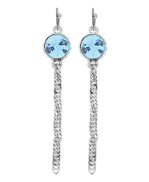 1928 Jewelry Round Euro Crystal Twisted Chain Linear Earrings