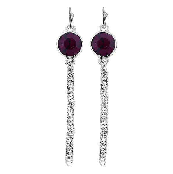 1928 Jewelry Round Euro Crystal Twisted Chain Linear Earrings