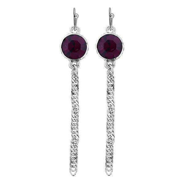 1928 Jewelry Round Euro Crystal Twisted Chain Linear Earrings