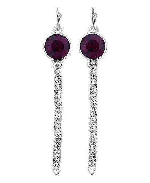 1928 Jewelry Round Euro Crystal Twisted Chain Linear Earrings