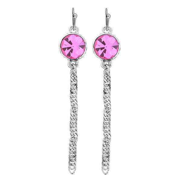 1928 Jewelry Round Euro Crystal Twisted Chain Linear Earrings