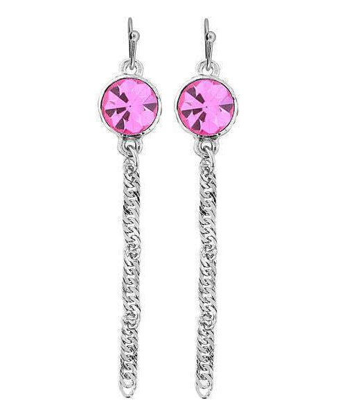 1928 Jewelry Round Euro Crystal Twisted Chain Linear Earrings