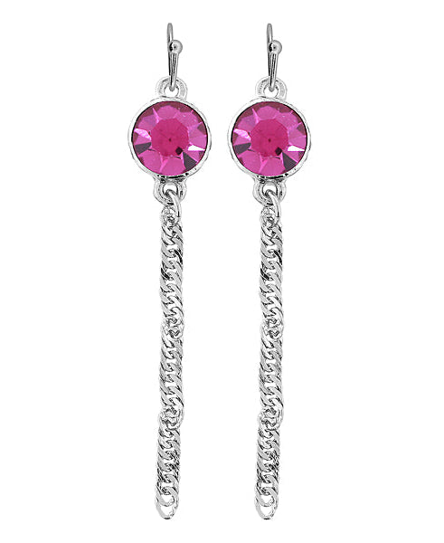 1928 Jewelry Round Euro Crystal Twisted Chain Linear Earrings