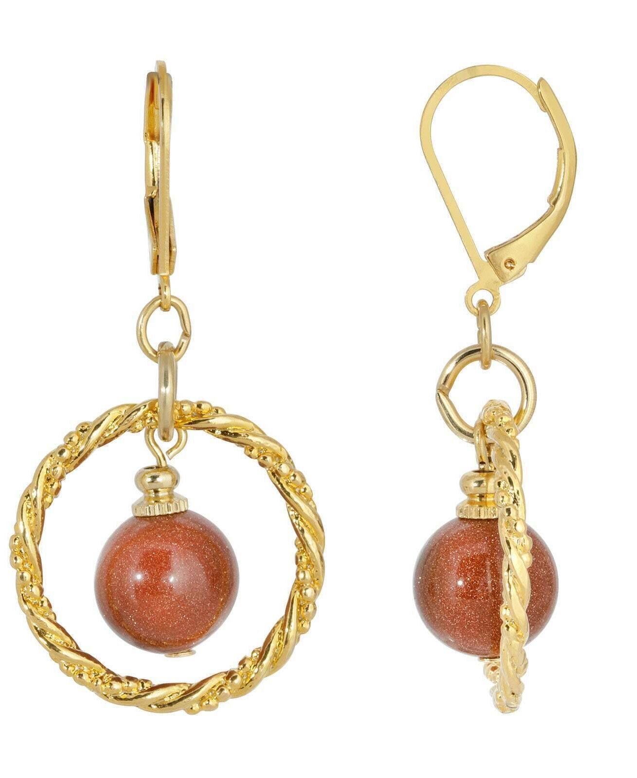 1928 Jewelry Genuine Round Gemstone Rope Hoop Earrings