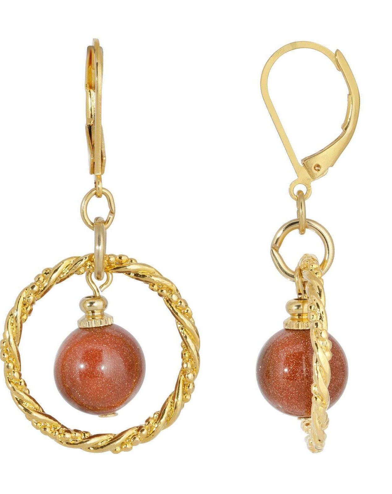 1928 Jewelry Genuine Round Gemstone Rope Hoop Earrings