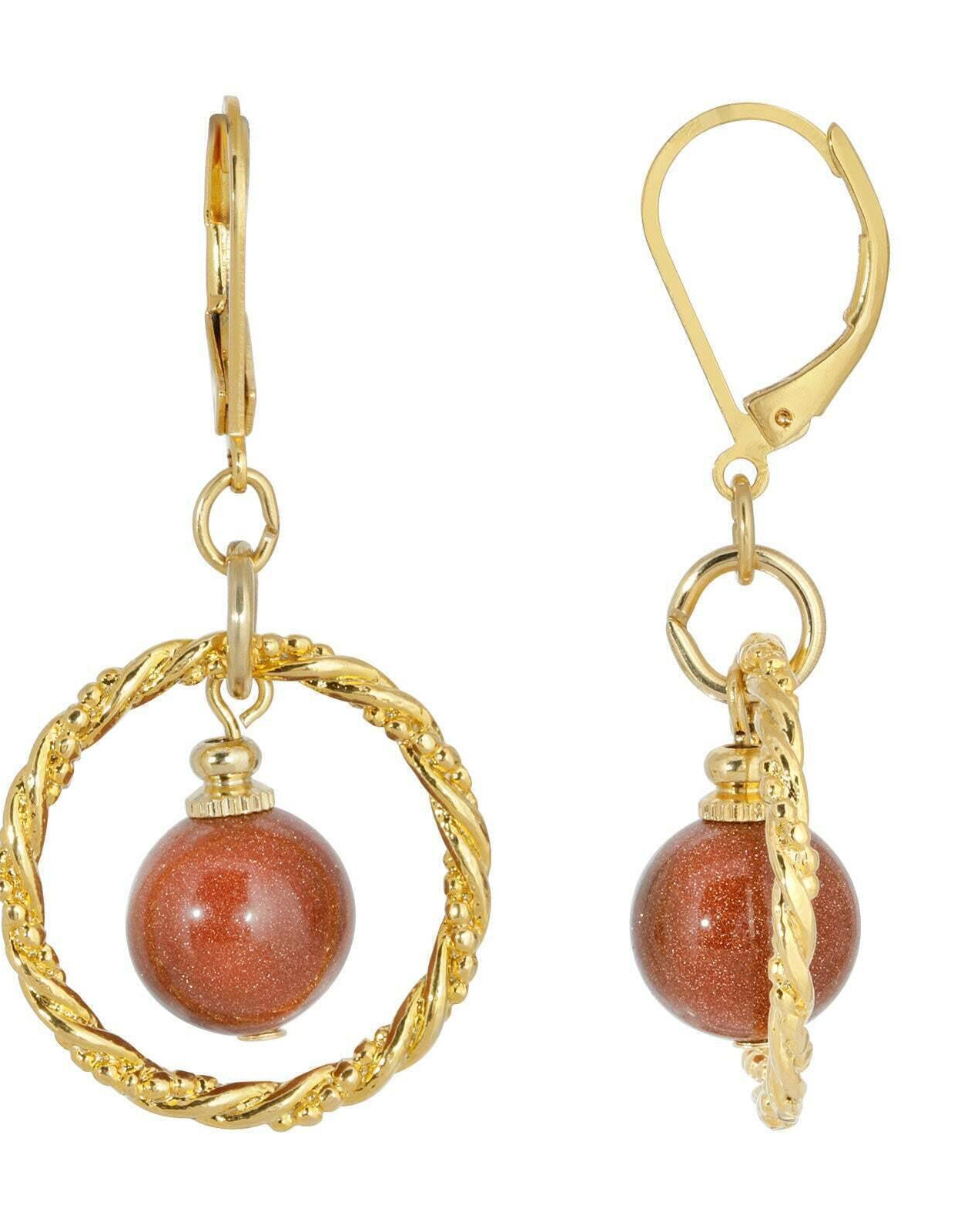 1928 Jewelry Genuine Round Gemstone Rope Hoop Earrings