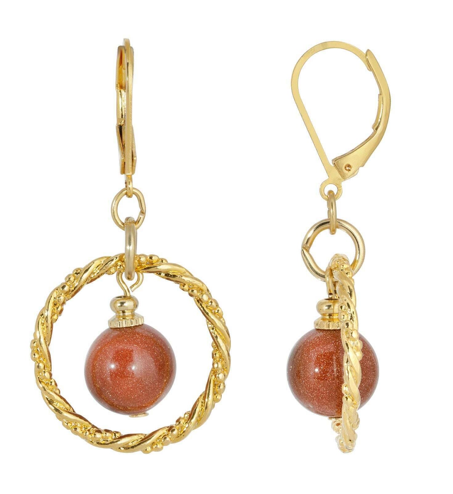 1928 Jewelry Genuine Round Gemstone Rope Hoop Earrings