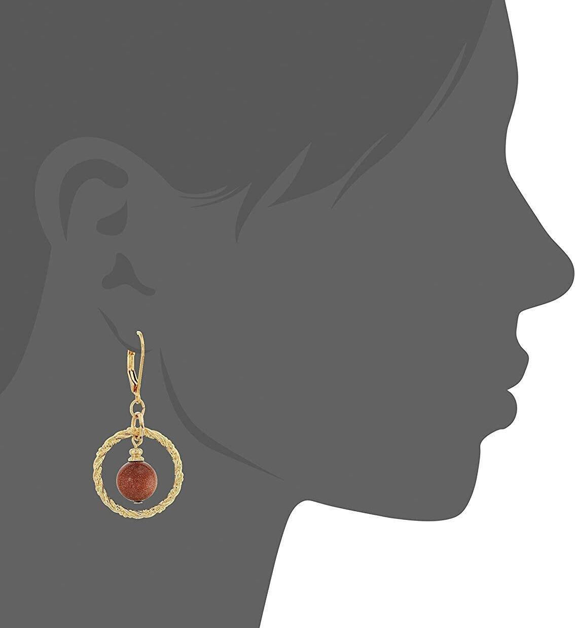 1928 Jewelry Genuine Round Gemstone Rope Hoop Earrings