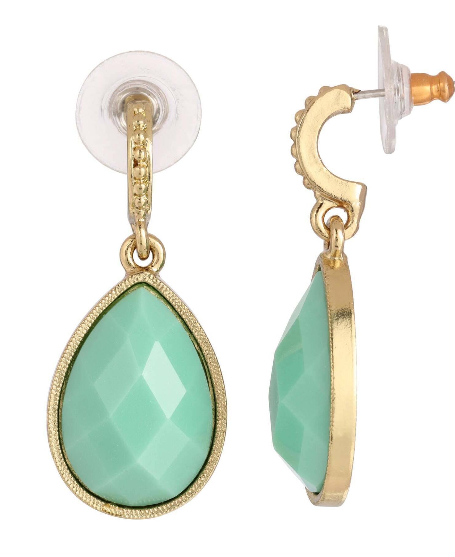 1928 Jewelry Turquoise Blue Faceted Teardrop Drop Earrings