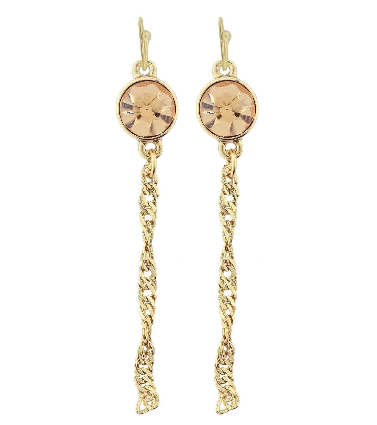 2028 Jewelry Crystal Chain Drop Wire Earrings