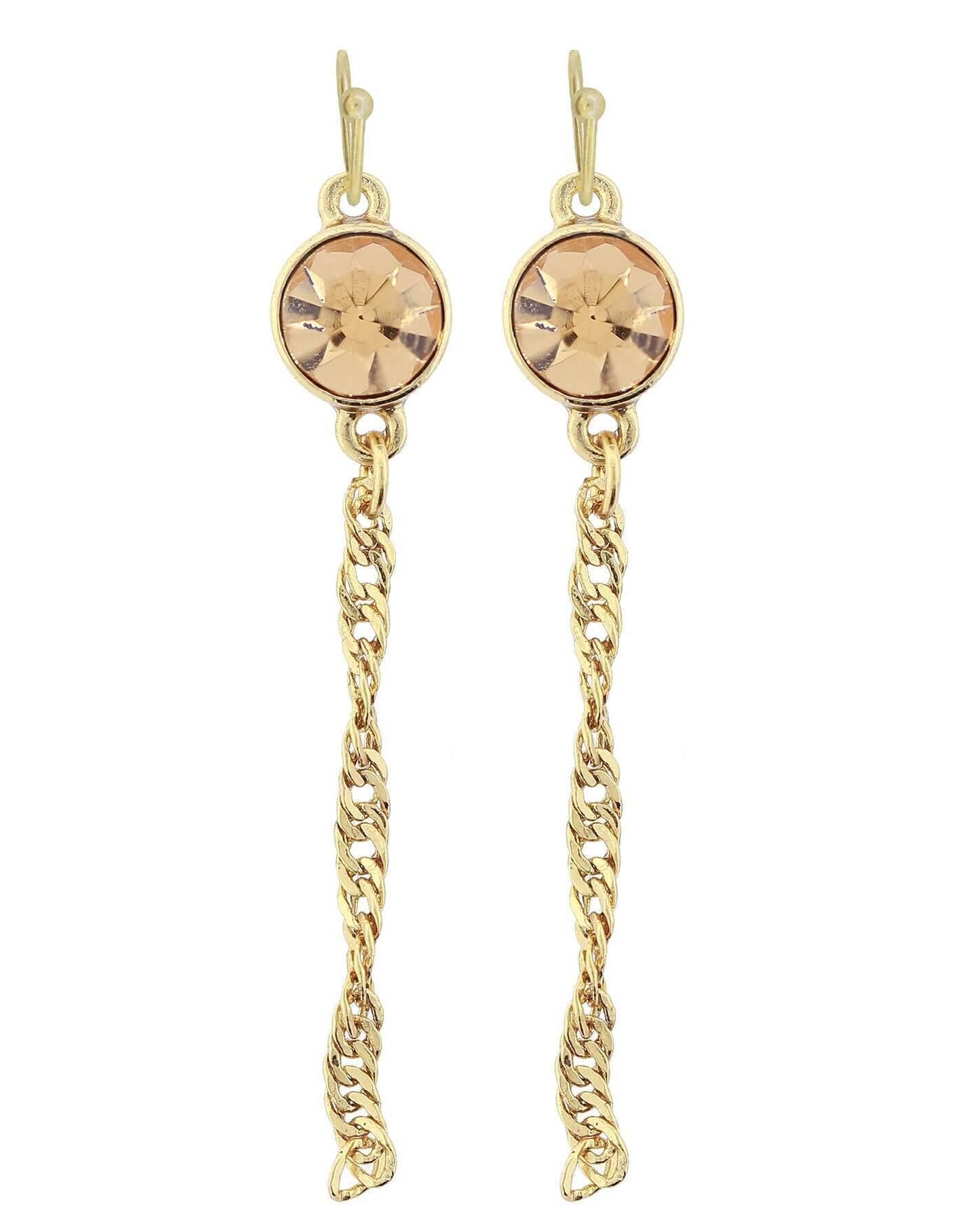 2028 Jewelry Crystal Chain Drop Wire Earrings