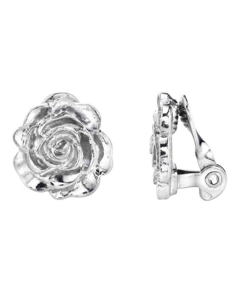 1928 Jewelry Flower Button Clip On Earrings