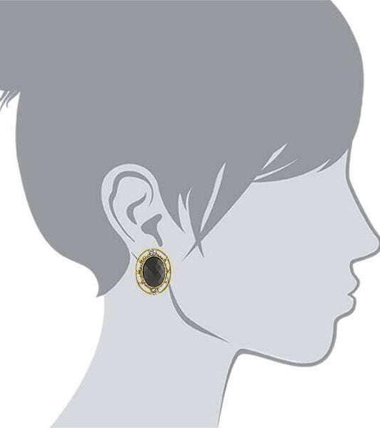 1928 Jewelry Crystal Accent Oval Button Clip On Earrings