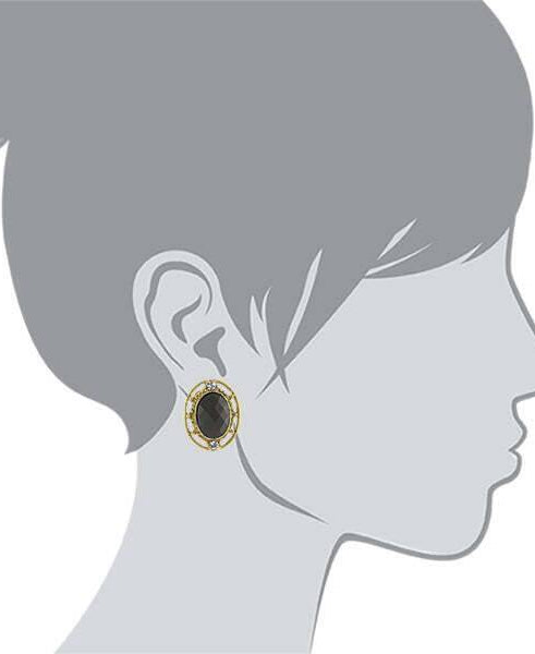 1928 Jewelry Crystal Accent Oval Button Clip On Earrings