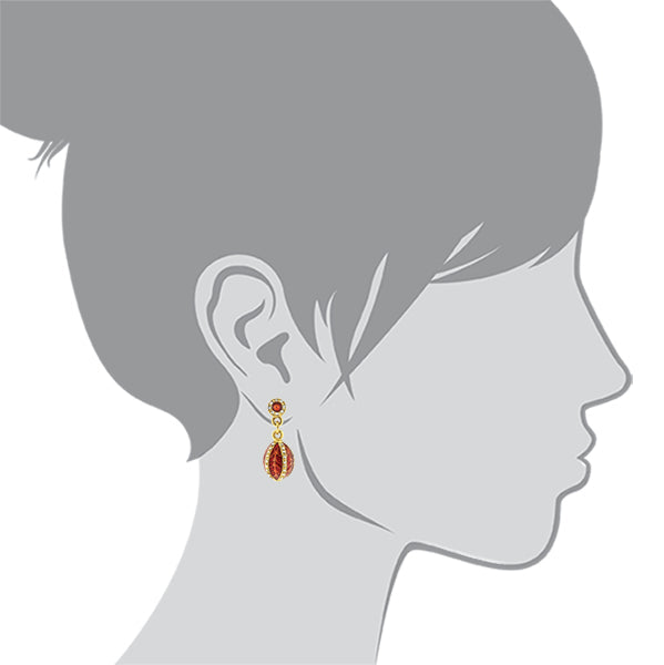 1928 Jewelry Trellis Red Enamel Crystal Egg Drop Earrings