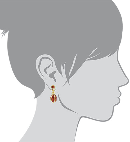 1928 Jewelry Trellis Red Enamel Crystal Egg Drop Earrings