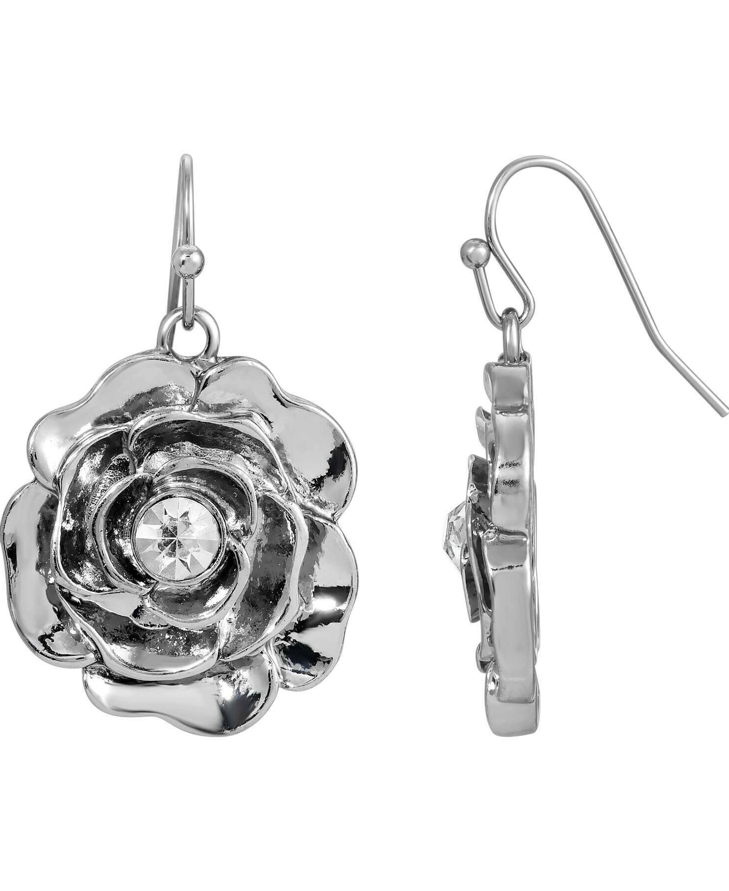 1928 Jewelry Bellesa Crystal Accent Flower Drop Earrings