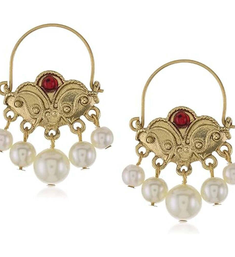 Antiquities Couture Persian Empire Garnet Crystal And Faux Pearl Drop Earrings