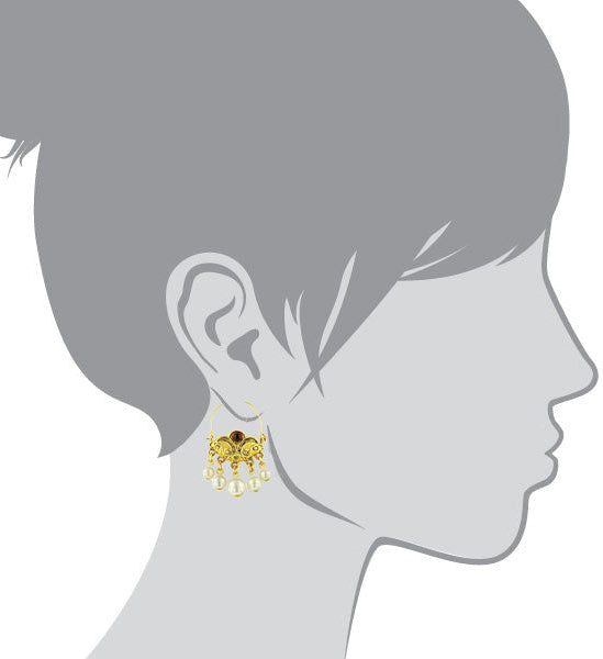 Antiquities Couture Persian Empire Garnet Crystal And Faux Pearl Drop Earrings