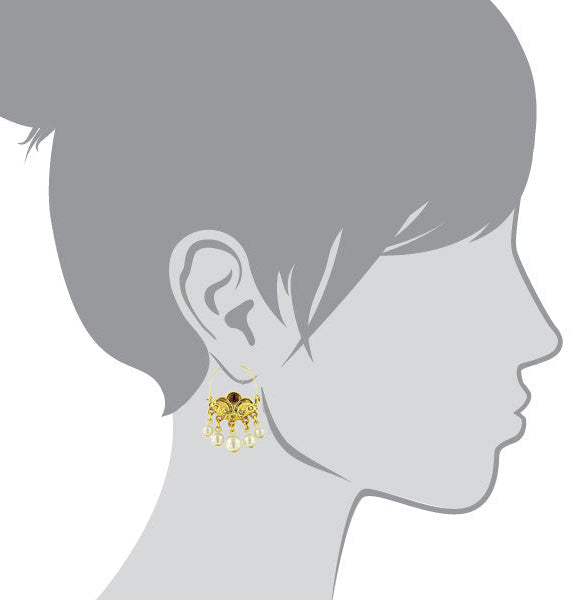 Antiquities Couture Persian Empire Garnet Crystal And Faux Pearl Drop Earrings