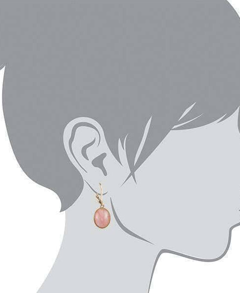 2028 Jewelry Oval Rose Quartz Gemstone Drop Earrings