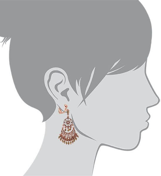 1928 Jewelry Burnt Copper Light Topaz Crystal Chandelier Clip On Earrings