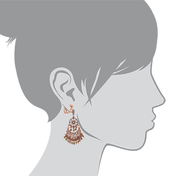 1928 Jewelry Burnt Copper Light Topaz Crystal Chandelier Clip On Earrings