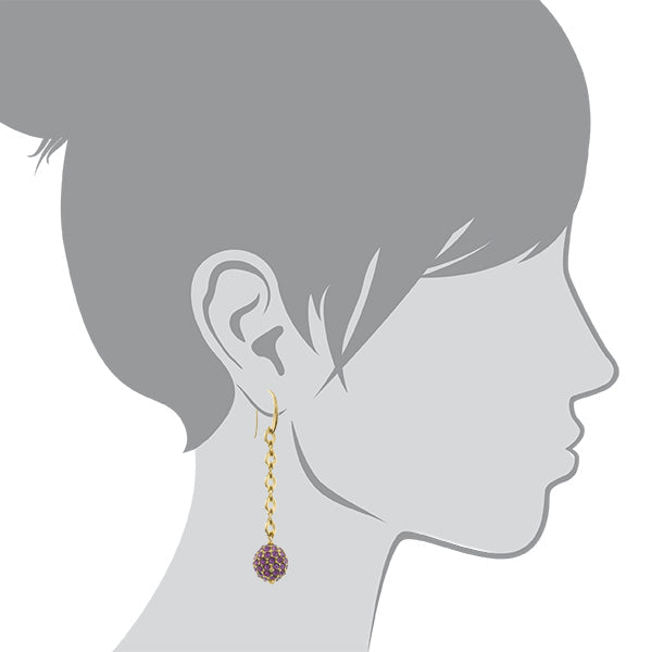 1928 Jewelry Amethyst Purple Crystal Linear Fireball Earrings