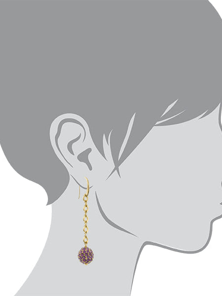 1928 Jewelry Amethyst Purple Crystal Linear Fireball Earrings