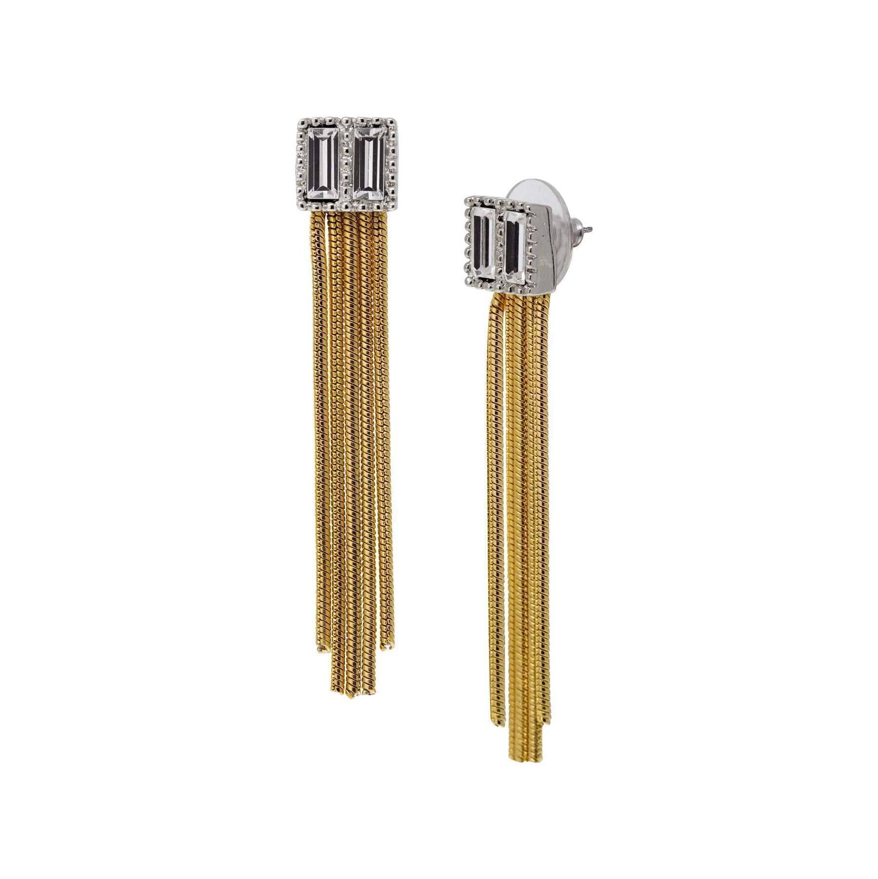1928 Jewelry Rectangular Baguette Crystal Linear Earrings