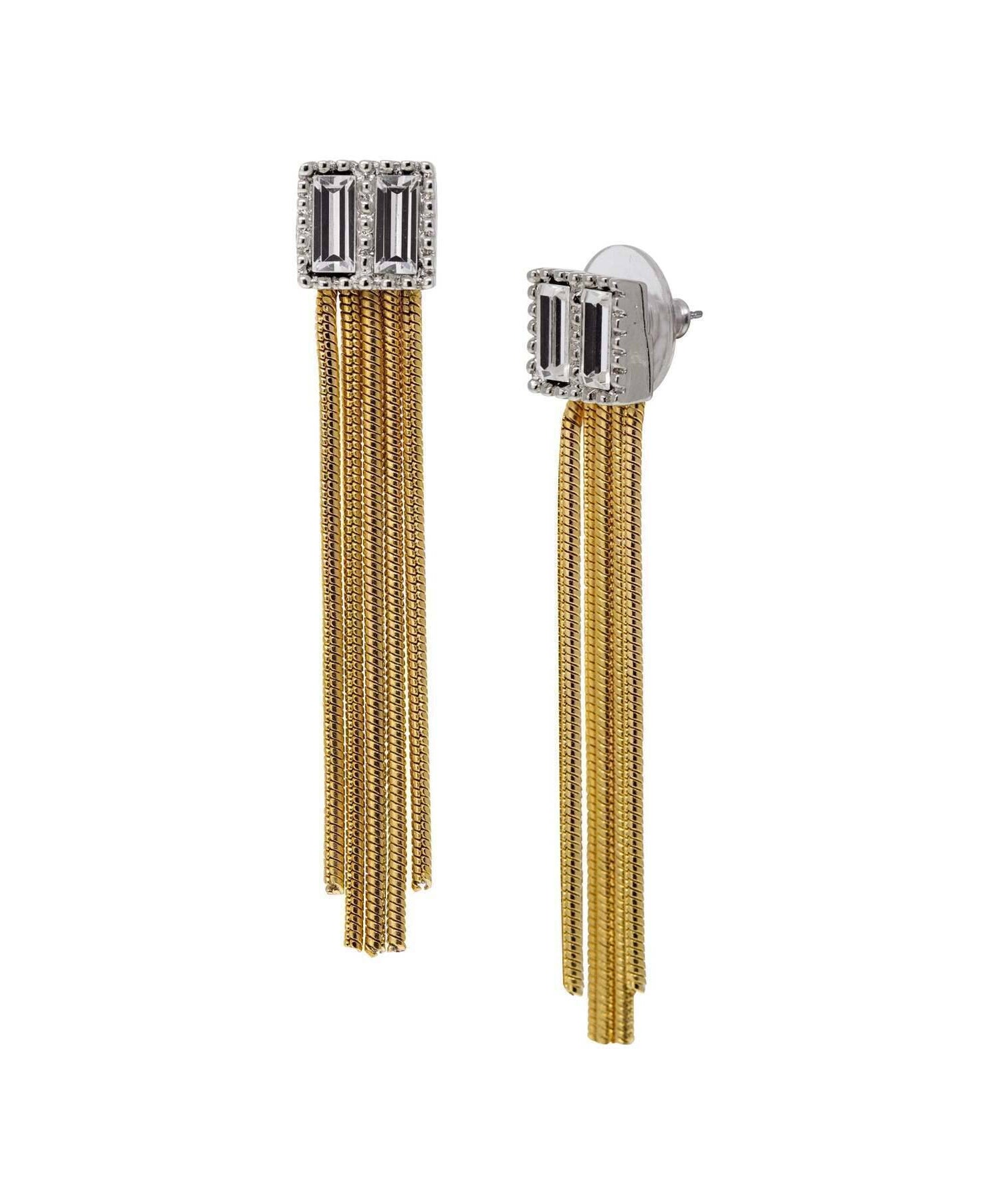 1928 Jewelry Rectangular Baguette Crystal Linear Earrings