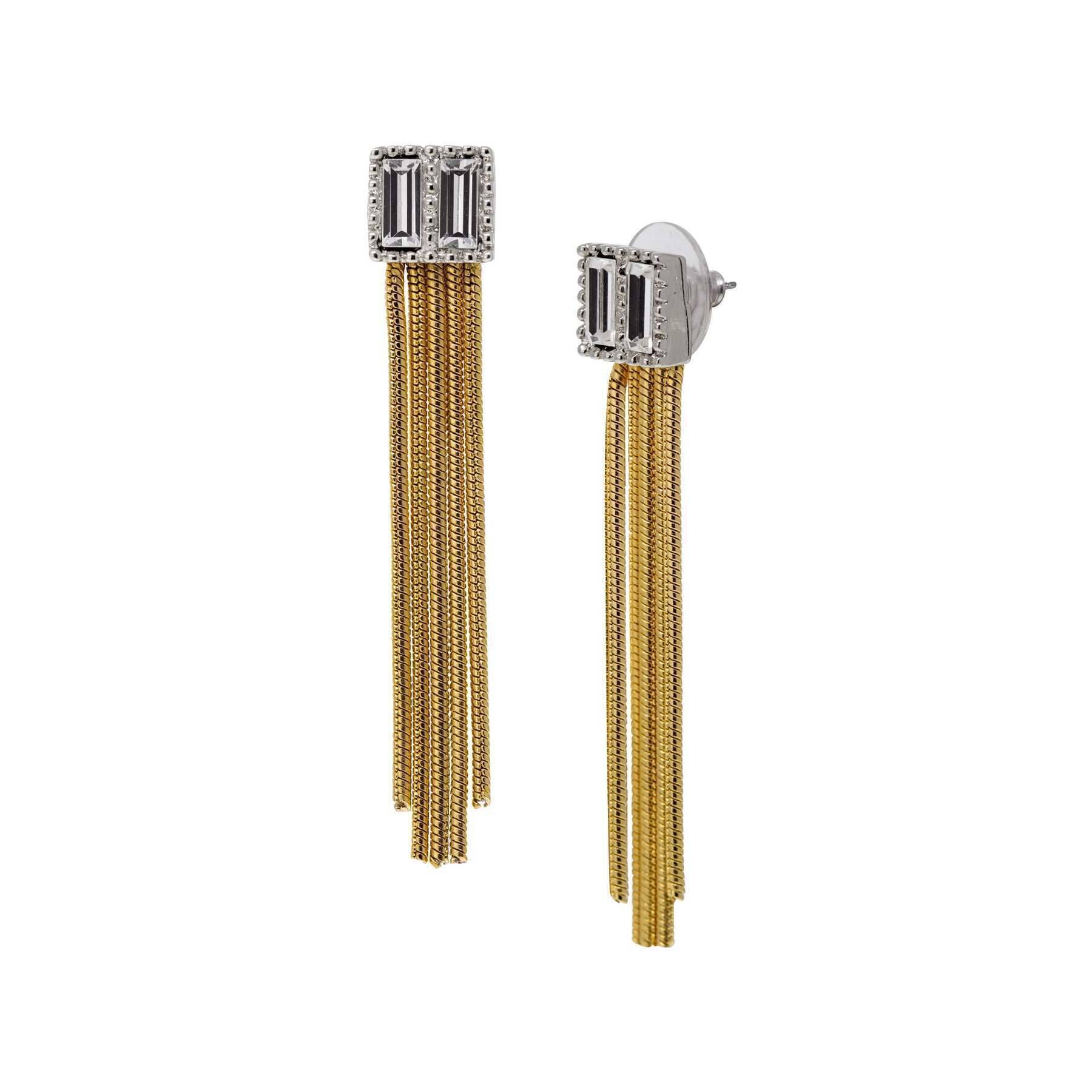1928 Jewelry Rectangular Baguette Crystal Linear Earrings