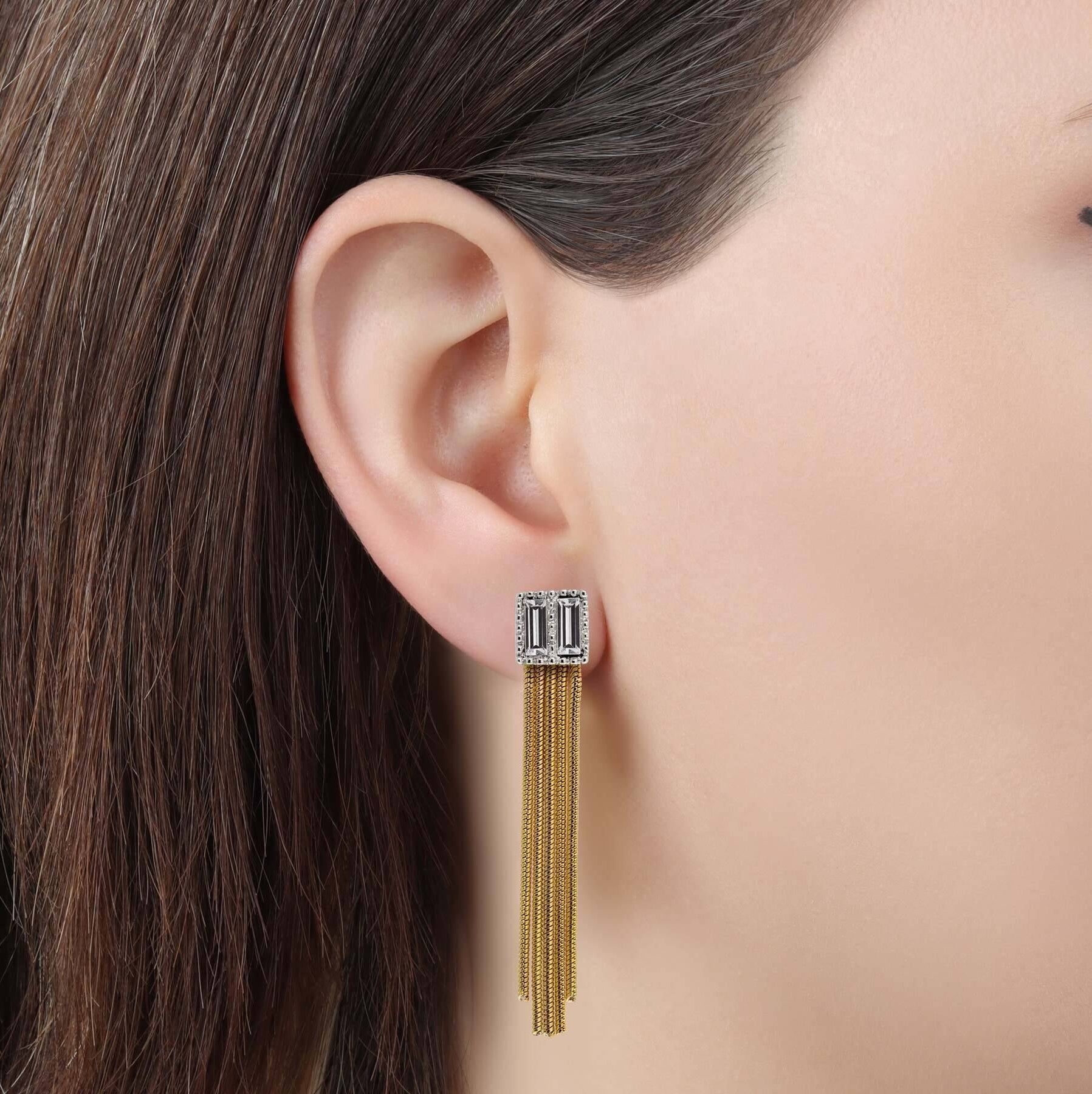 1928 Jewelry Rectangular Baguette Crystal Linear Earrings