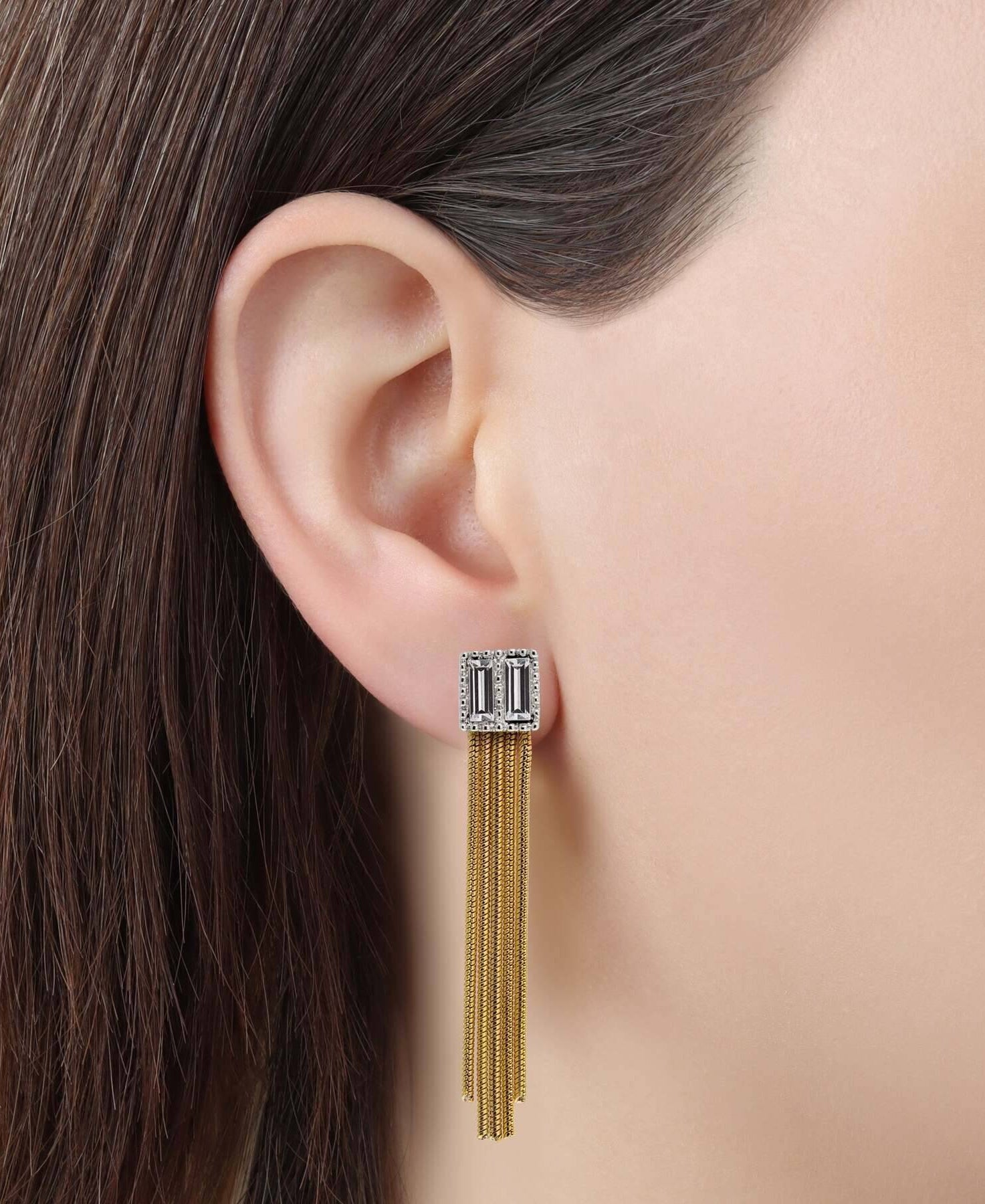 1928 Jewelry Rectangular Baguette Crystal Linear Earrings