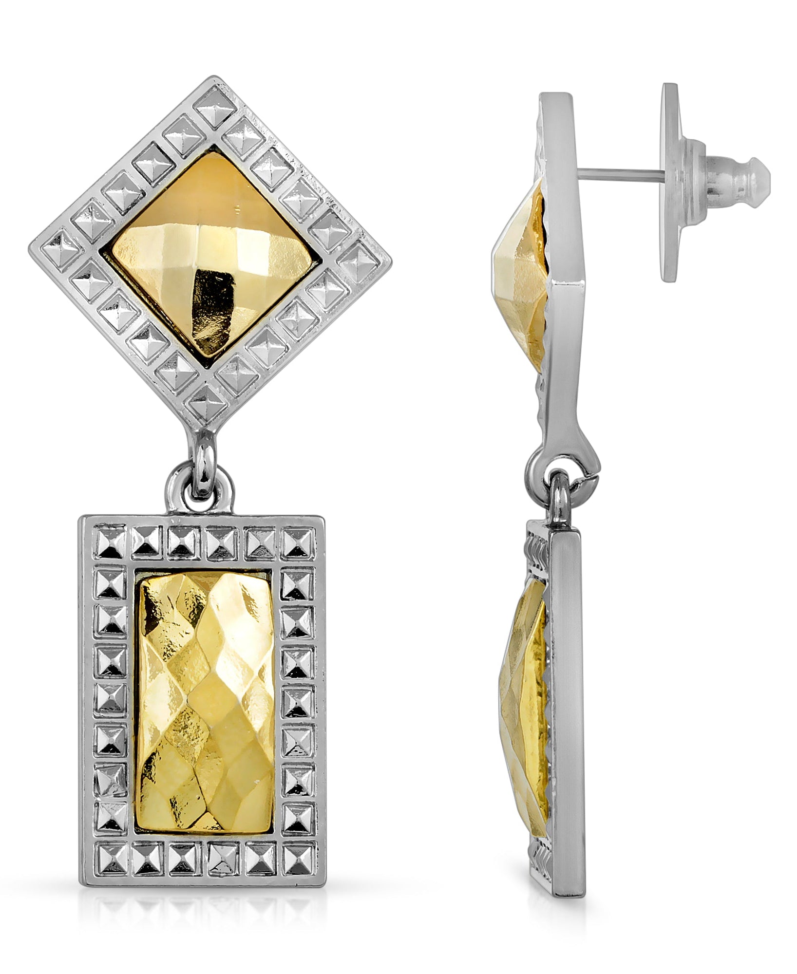 1928 Jewelry Fusion Lux Double Drop Square Earrings