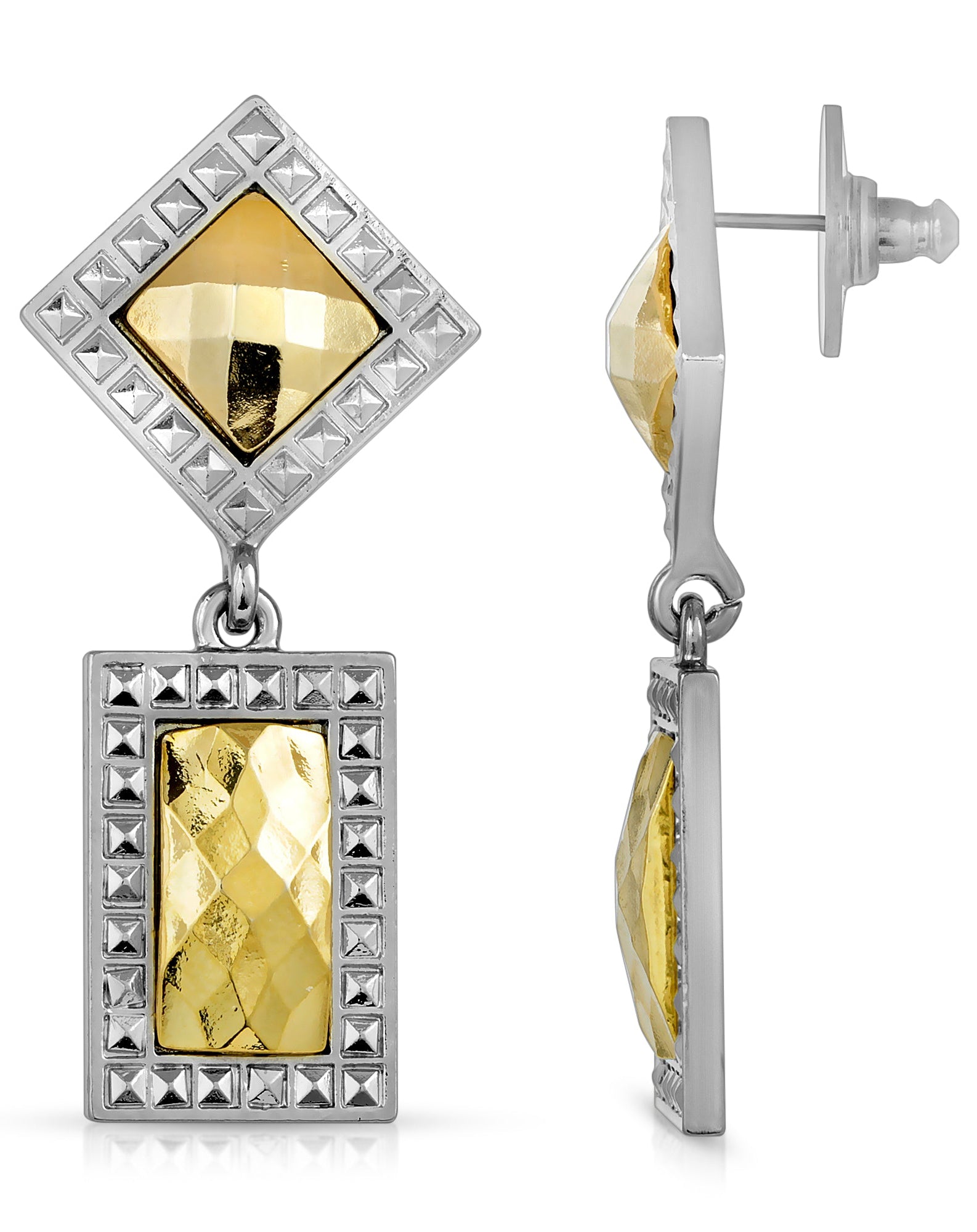 1928 Jewelry Fusion Lux Double Drop Square Earrings