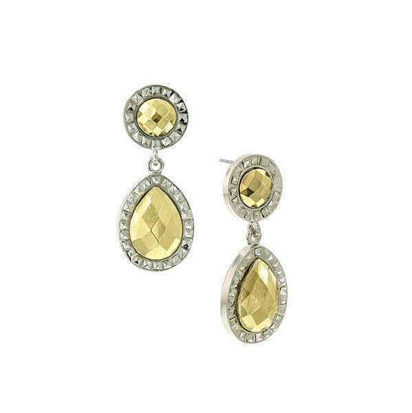 1928 Jewelry Fusion Lux Stone Double Round Teardrop Earrings