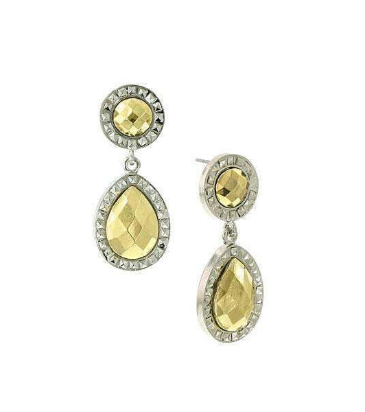 1928 Jewelry Fusion Lux Stone Double Round Teardrop Earrings