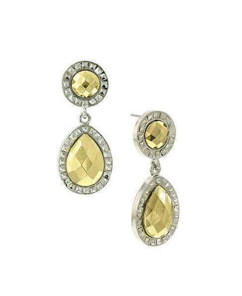 1928 Jewelry Fusion Lux Stone Double Round Teardrop Earrings