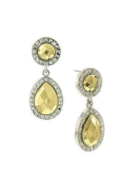 1928 Jewelry Fusion Lux Stone Double Round Teardrop Earrings