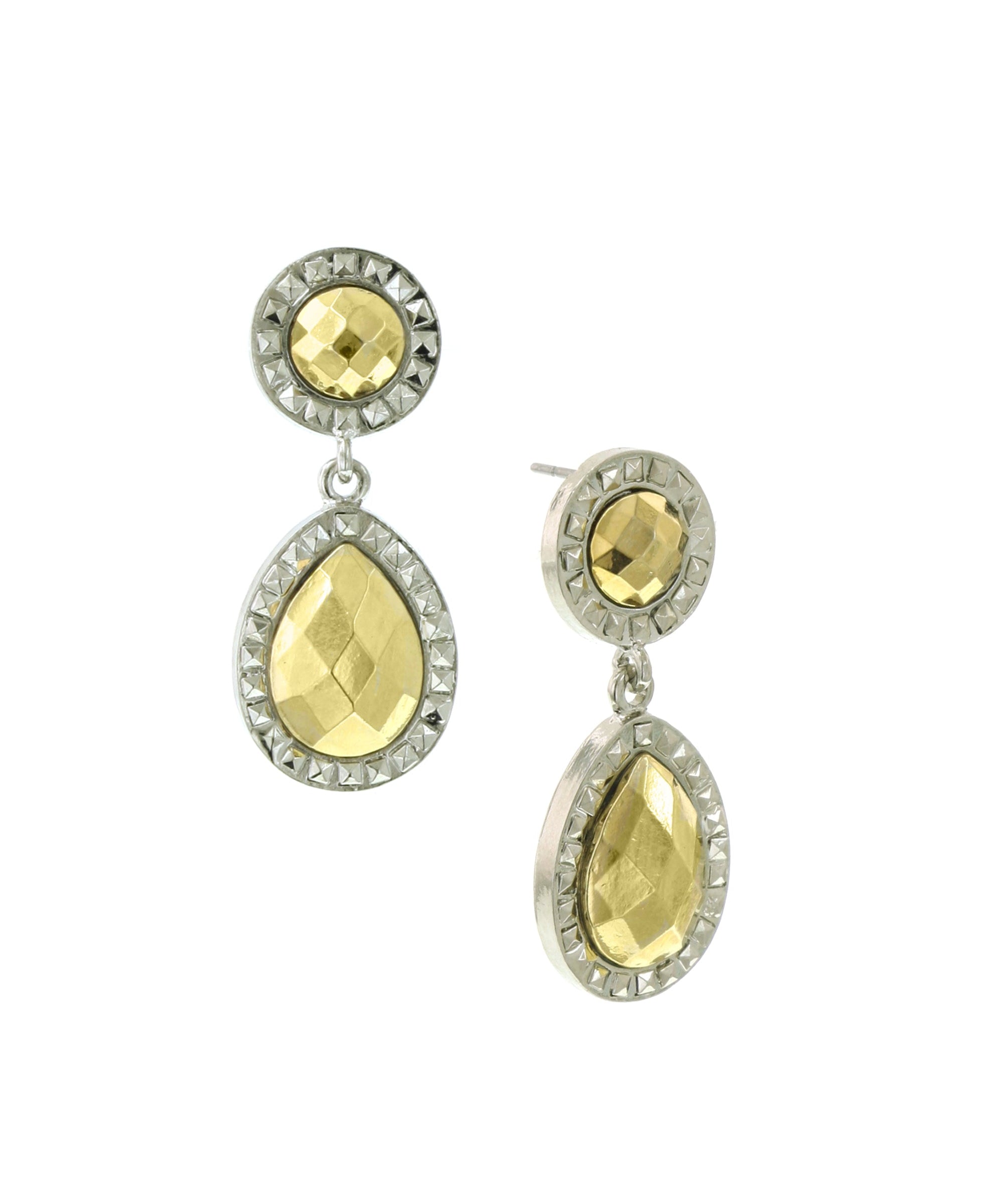 1928 Jewelry Fusion Lux Stone Double Round Teardrop Earrings