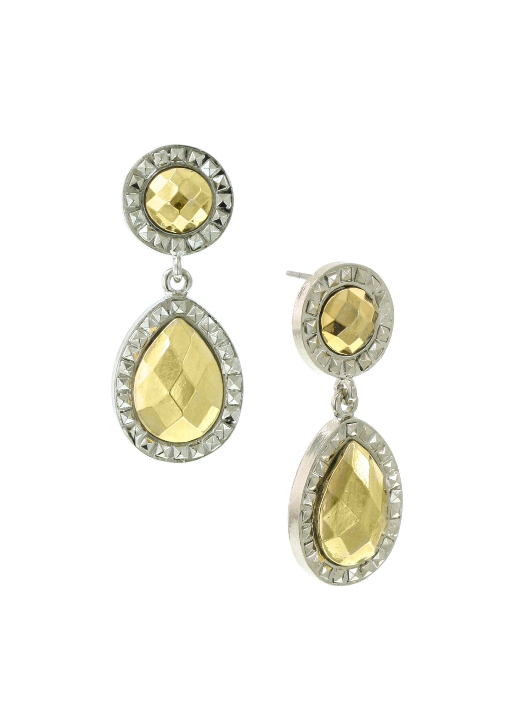 1928 Jewelry Fusion Lux Stone Double Round Teardrop Earrings