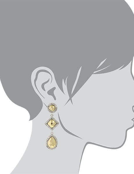 1928 Jewelry Fusion Lux Faceted Stone Triple Drop Earrings
