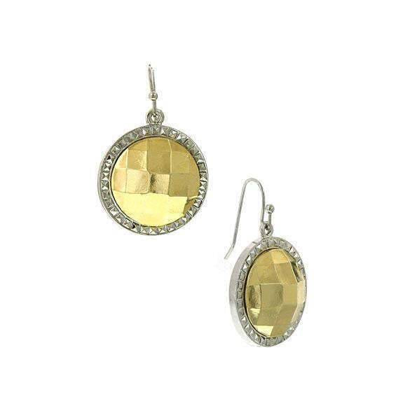 1928 Jewelry Fusion Lux Stone Round Euro Drop Earrings