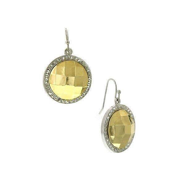 1928 Jewelry Fusion Lux Stone Round Euro Drop Earrings