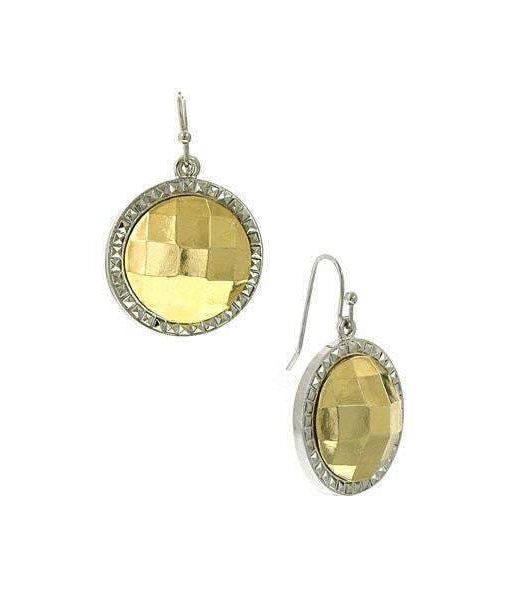 1928 Jewelry Fusion Lux Stone Round Euro Drop Earrings