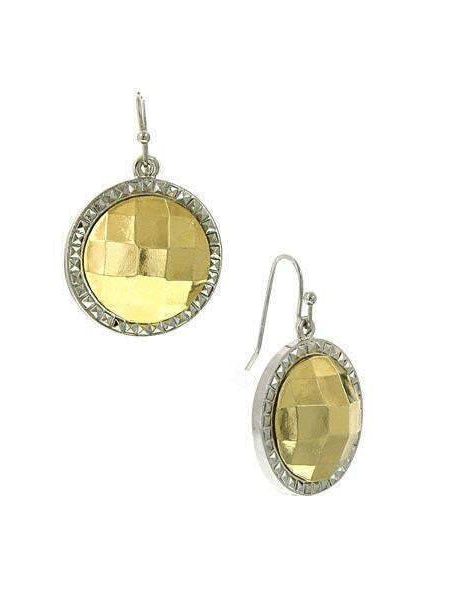 1928 Jewelry Fusion Lux Stone Round Euro Drop Earrings